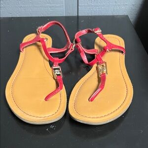 Tommy Hilfiger Red and Tan Sandals